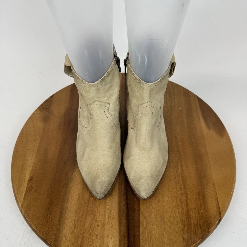 Womens‎ Frye Reina Tan Nubuck Leather Heeled Western Ankle Boots Booties Size 10